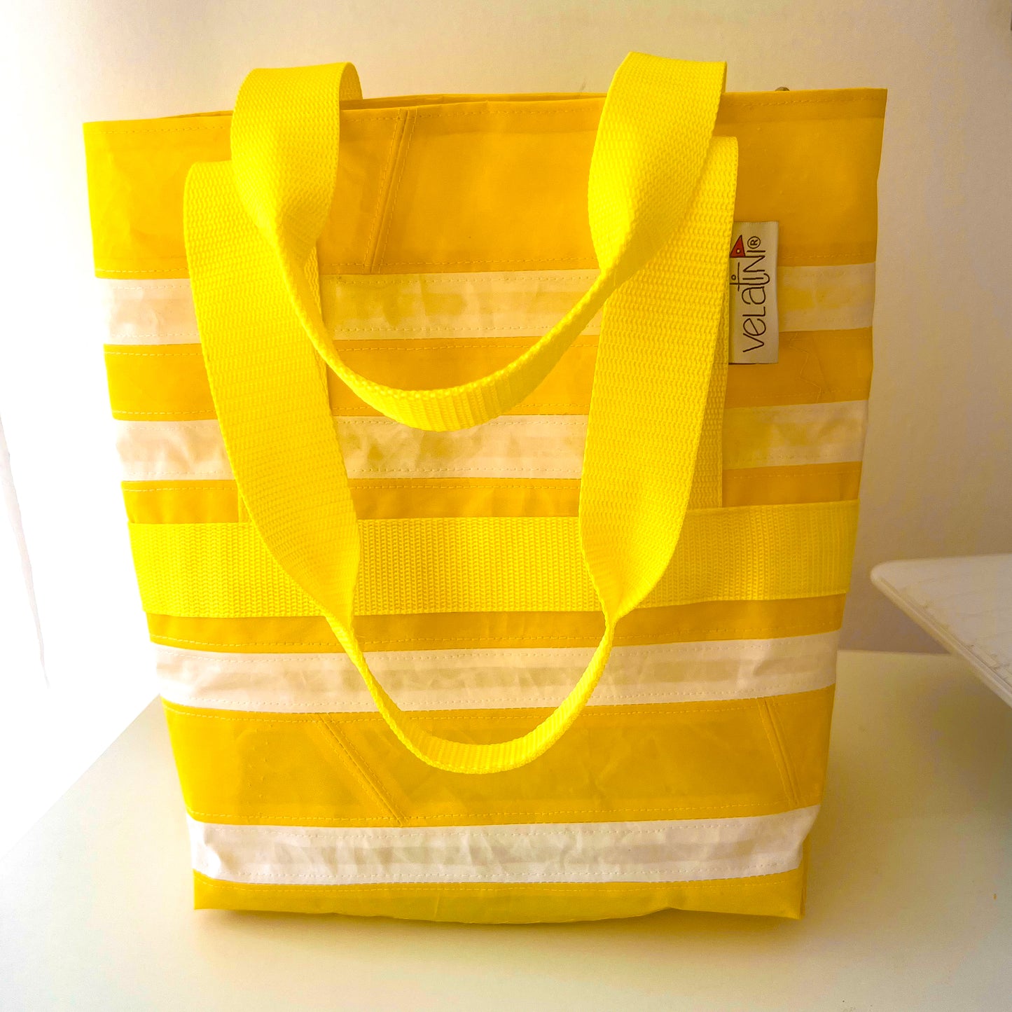 Shopper gelb und weiße Streifen